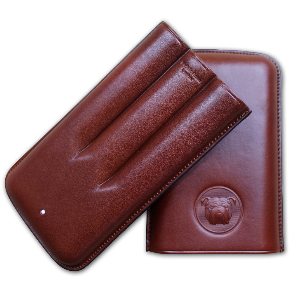 Dunhill Bulldog Cigar Case Corona Extra - Brown - Fits 3 Cigars