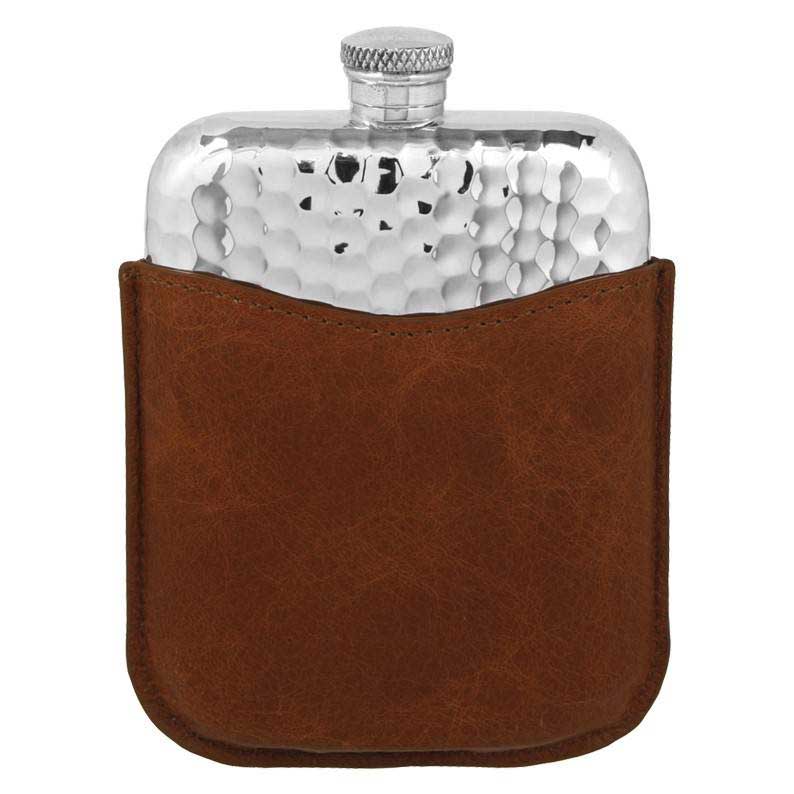 6oz Pewter Hip Flask With Pouch - PLF03