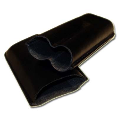 GBD Plain Leather Cigar Case - Two Corona - BLACK