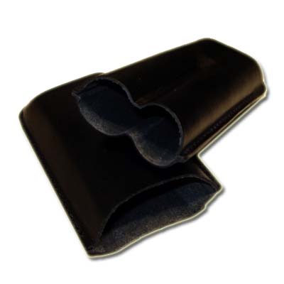 GBD Plain Leather Cigar Case - Two Robusto - BLACK