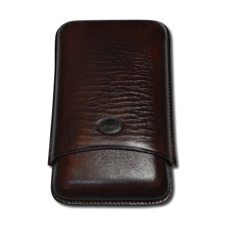 Jemar Leather Cigar Case - Robusto - Three Cigars - Brown