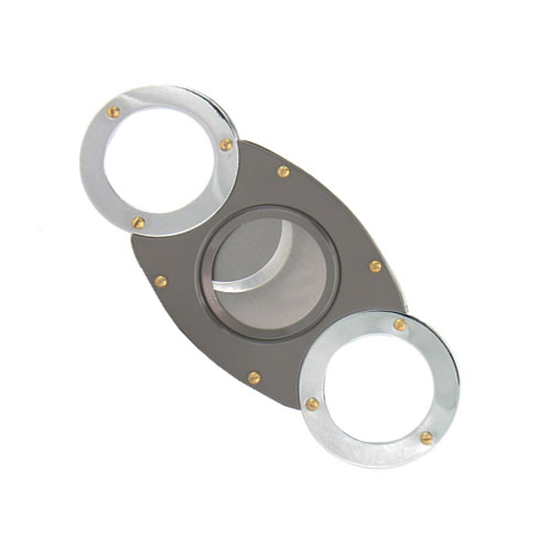 Classic Round Edge Cigar Cutter - Silver & Gunmetal