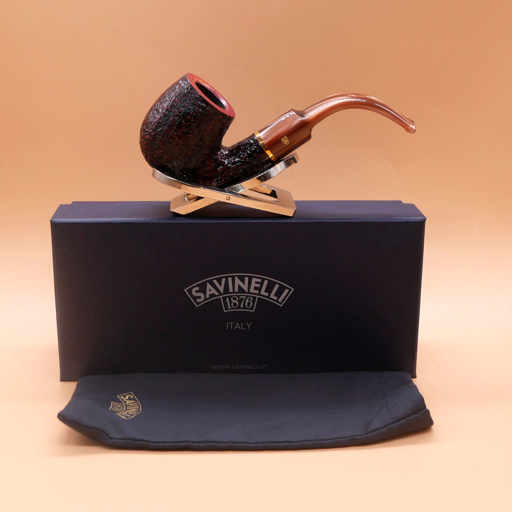 Savinelli Roma Lucite 614 Rustic Billiard Bent 6mm Fishtail Pipe (SAV1891)
