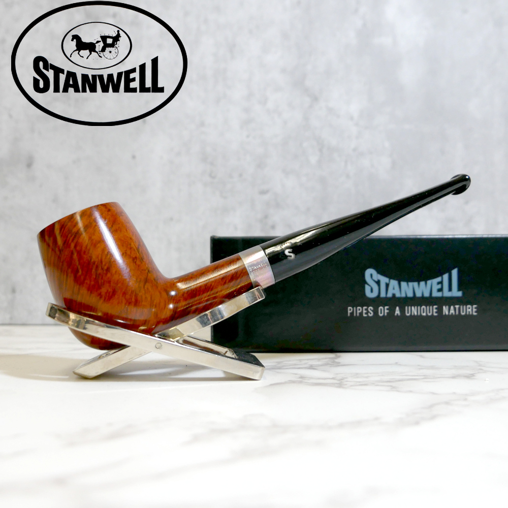 Stanwell Sterling Brown Polished 03 Silver Mounted Fishtail Pipe (ST142) - END OF LINE