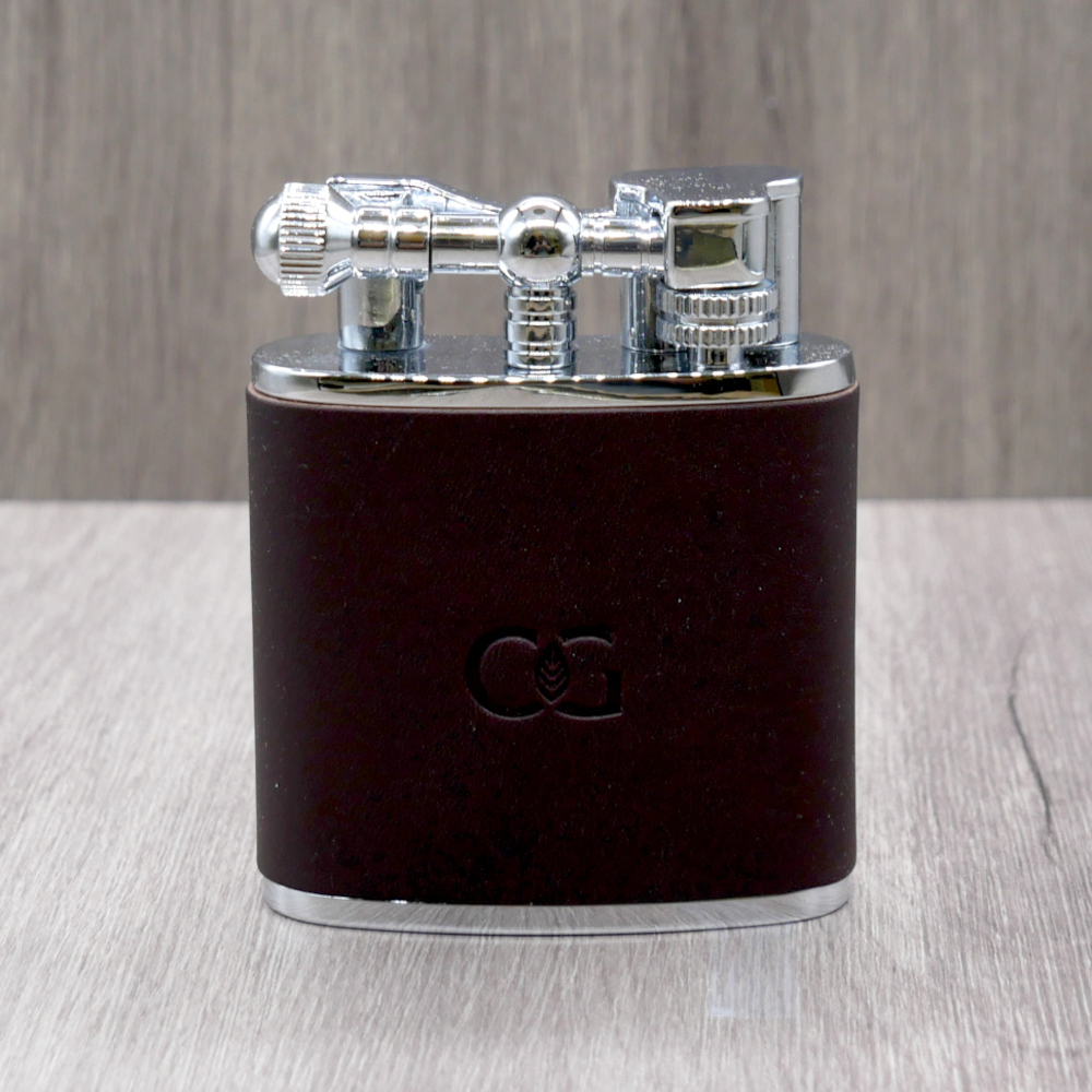C.Gars Collection Jet Flame Table Lighter - Leather - Brown