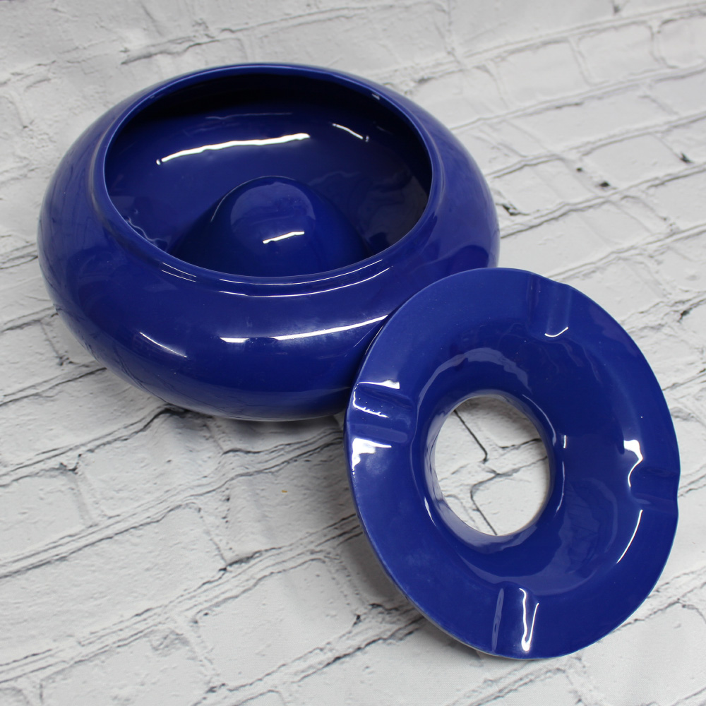 Large Ceramic Cigar Ashtray Handmade By Val Pottery Blue