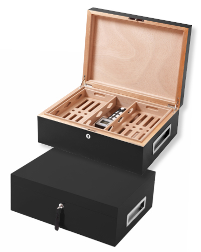 Villa Spa Cigar Humidor - up to 200 Cigar Capacity - Black