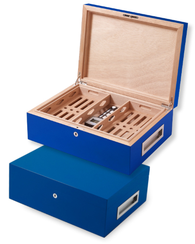 Villa Spa Cigar Humidor - up to 200 Cigar Capacity - Dark Blue