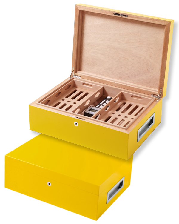 Villa Spa Cigar Humidor - up to 200 Cigar Capacity - Yellow - Fast Dispatch Available