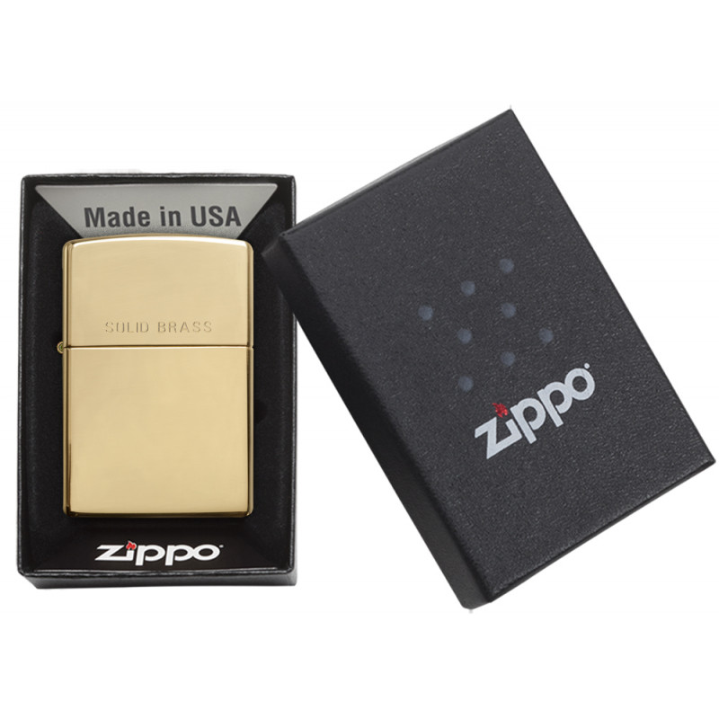 Zippo High Polish Solid Brass Lid Windproof Lighter