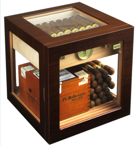 Adorini Cube Deluxe Walnut Cigar Humidor - 100 Cigar Capacity (AD069)