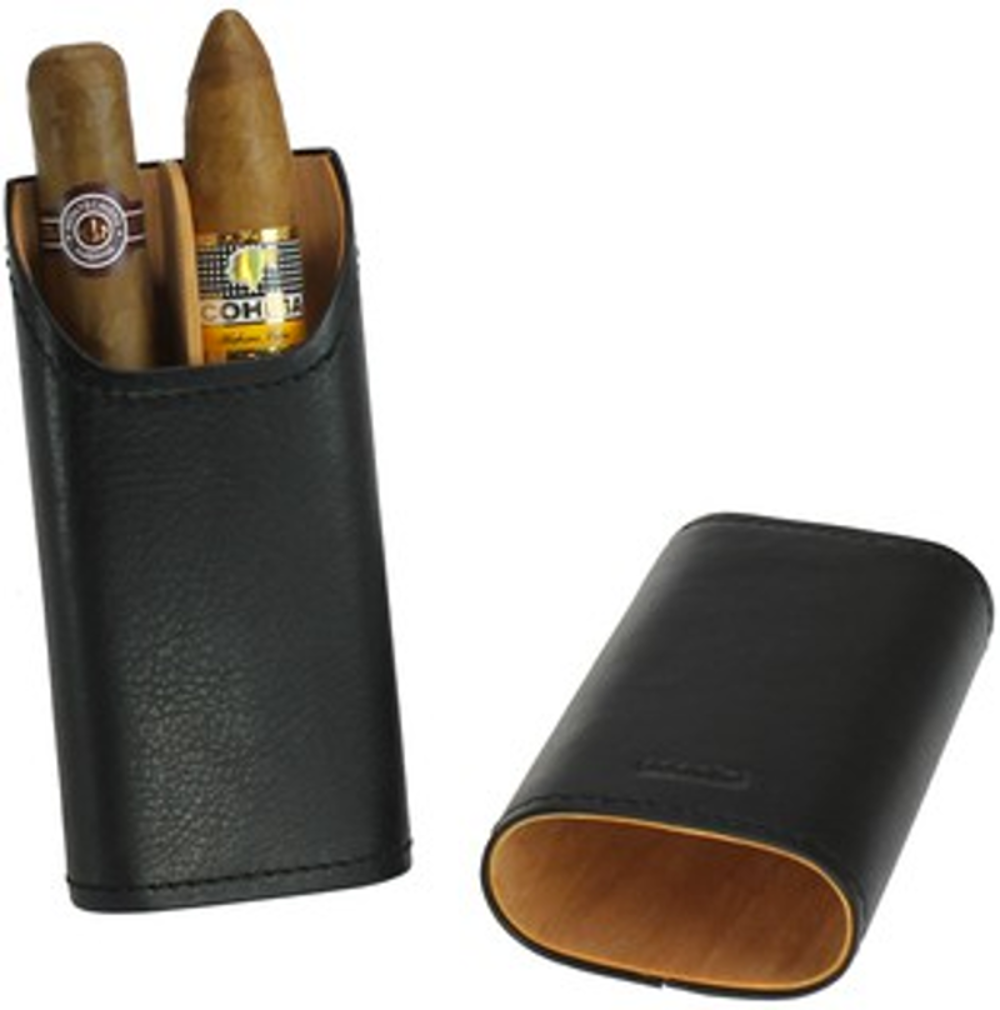 Adorini Leather Black Cigar Case 2/3 Cigar Capacity