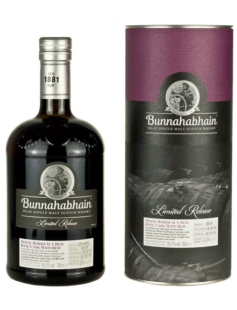 Bunnahabhain 9 Year Old 2008 Moine Bordeaux Cask Matured Whisky - 70cl 58.1%