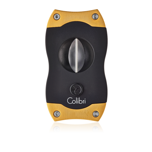 Colibri V-Cut Cigar Cutter - Black and Brushed Gold