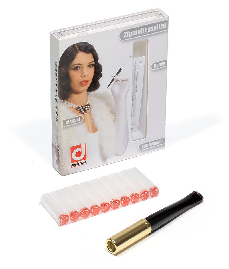 Denicotea Long Ejector Cigarette Holder Black & Gold