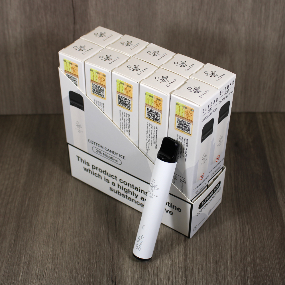 Elf Bar 600 Disposable Vape Bar - Cotton Candy Ice - 10 Pack