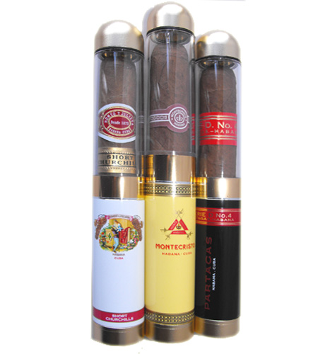 Glass Cigar Travel Tube set - 3 cigars - Great Gift