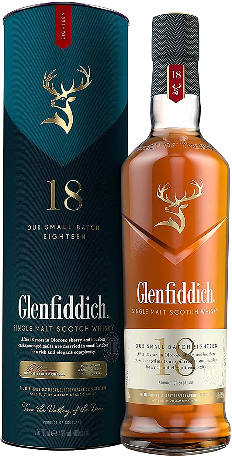 Glenfiddich 18 Year Old Single Malt Scotch Whisky - 70cl 40%