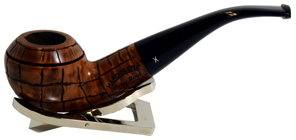 Hardcastle Briar Root 140 Smooth Rustic Checkerboard Fishtail Bent Pipe (H0020)