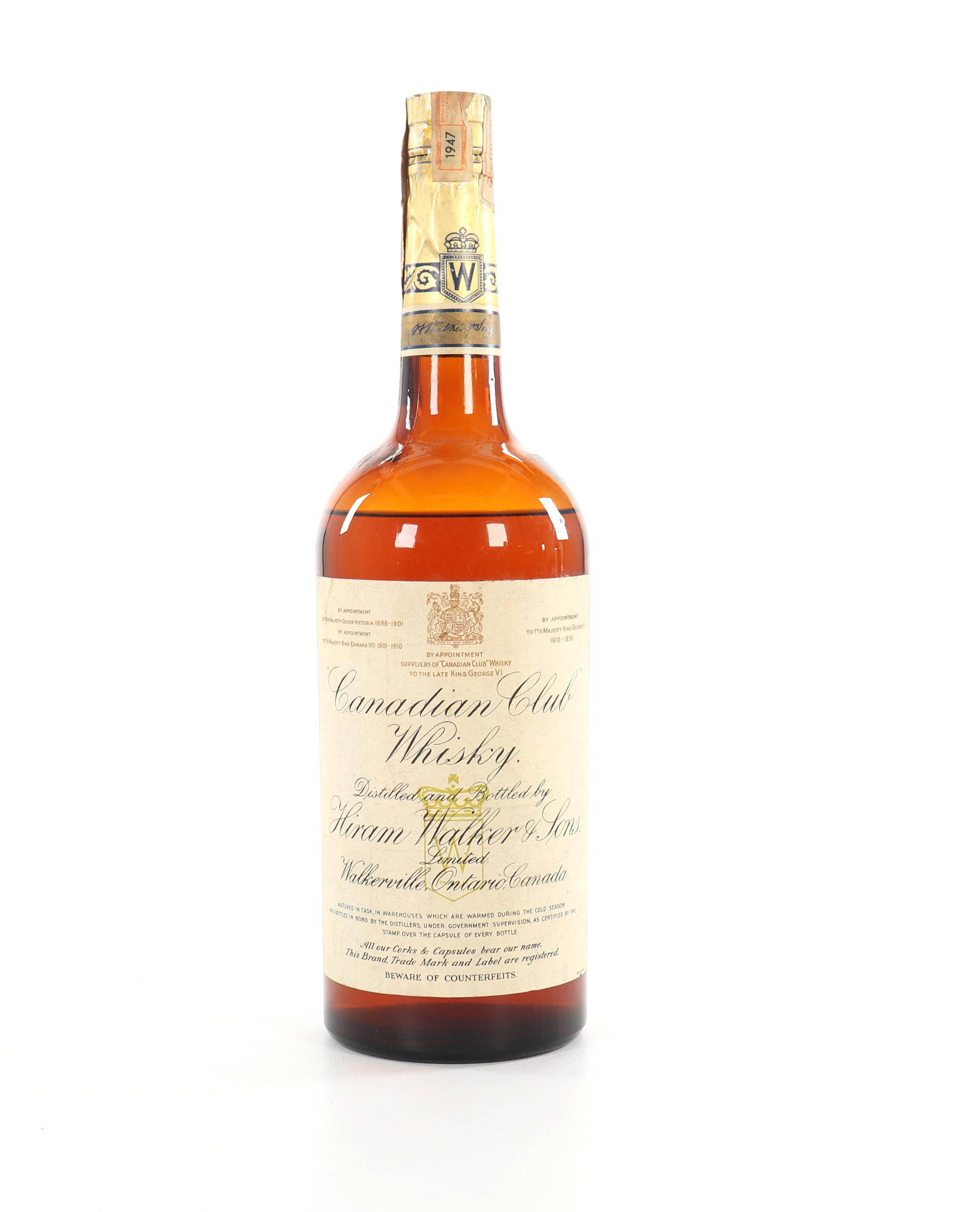Hiram Walker and Sons Canadian Club 1947 Whisky 70cl