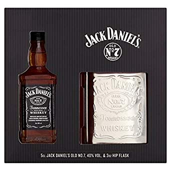 Jack Daniels Miniature 5cl and Hip Flask Gift Set