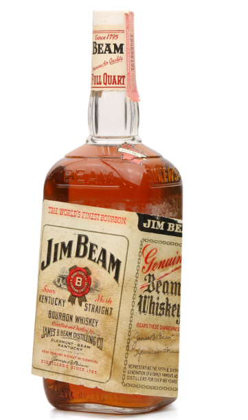 Jim Beam 1960s 1 Quart Kentucky Straight Bourbon Whiskey - 94.3cl 43%