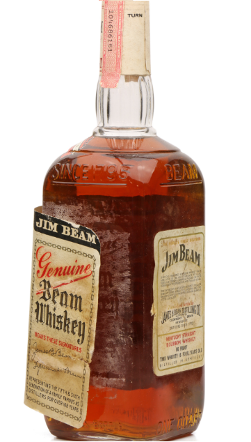 Jim Beam 1960s 1 Quart Kentucky Straight Bourbon Whiskey - 94.3cl 43%