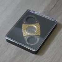 Twin Bladed Oval Cigar Cutter - Gold Check