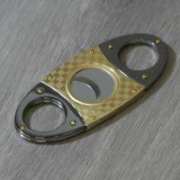 Twin Bladed Oval Cigar Cutter - Gold Check