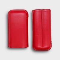 Recife Chesterfield Culture Poppy Red Leather Cigar Case - 2 Cigar Capacity