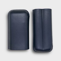 Recife Chesterfield Culture Space Blue Leather Cigar Case - 2 Cigar Capacity