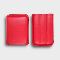 Recife Chesterfield Culture Poppy Red Leather Cigar Case - 3 Cigar Capacity