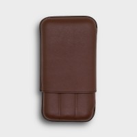Recife Chesterfield Culture Hot Chocolate Leather Cigar Case - 3 Cigar Capacity