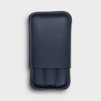 Recife Chesterfield Culture Space Blue Leather Cigar Case - 3 Cigar Capacity
