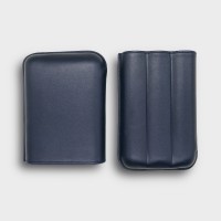 Recife Chesterfield Culture Space Blue Leather Cigar Case - 3 Cigar Capacity