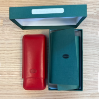 Jemar Leather Cigar Case - Corona - 3 Finger -  Rojo Red (End of Line)