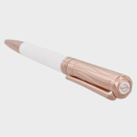 ST Dupont Ballpoint Pen - Libert&Atilde;&copy; - White Lacquer & Rose Gold Trim