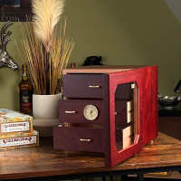 Adorini Chianti Medium Deluxe Rosewood (Red Wood) Cigar Humidor - 100 Cigar Capacity (AD095)