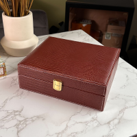 Prestige Alligator Motif Leather Humidor & Starter Set - Brown - 20 Cigar Capacity