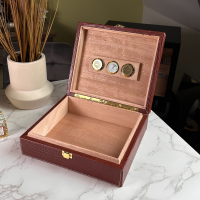 Prestige Alligator Motif Leather Humidor & Starter Set - Brown - 20 Cigar Capacity