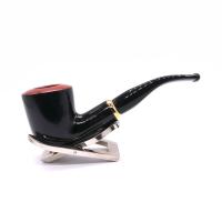 SLIGHT SECONDS Aldo Morelli Fiorita Black 514 Smooth 9mm Filter Bent Fishtail Pipe (AMF176)