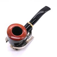 SLIGHT SECONDS Aldo Morelli Fiorita Black 514 Smooth 9mm Filter Bent Fishtail Pipe (AMF176)