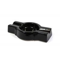 Angelo Ceramic Cigar Ashtray - 2 Cigar Rests - Black