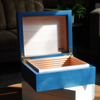 Adorini Medium Deluxe Midnight Blue Cigar Humidor - 75 Cigar Capacity (AD188)