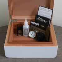 SLIGHT SECONDS Adorini Carrara Deluxe White Cigar Humidor - Medium - 75 Capacity (AD050)