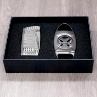 Cigarism Double Jet Flame Lighter & Cutter Gift Set - Gun Metal