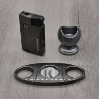 Cigarism Jet Flame Lighter, Cutter & Cigar Stand Gift Set - Gun Metal