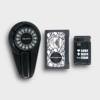 Cigarism Jet Flame Lighter, Cigar Cutter & Ashtray Gift Set - Skull