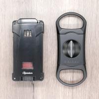 Cigarism Triple Jet Flame Lighter & Cutter Gift Set - Black