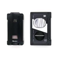 Cigarism Triple Jet Flame Lighter and Cassette Style Cigar Cutter Gift Set - Black